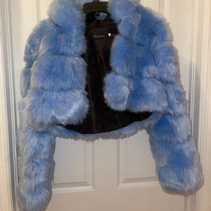 Baby blue fur coat